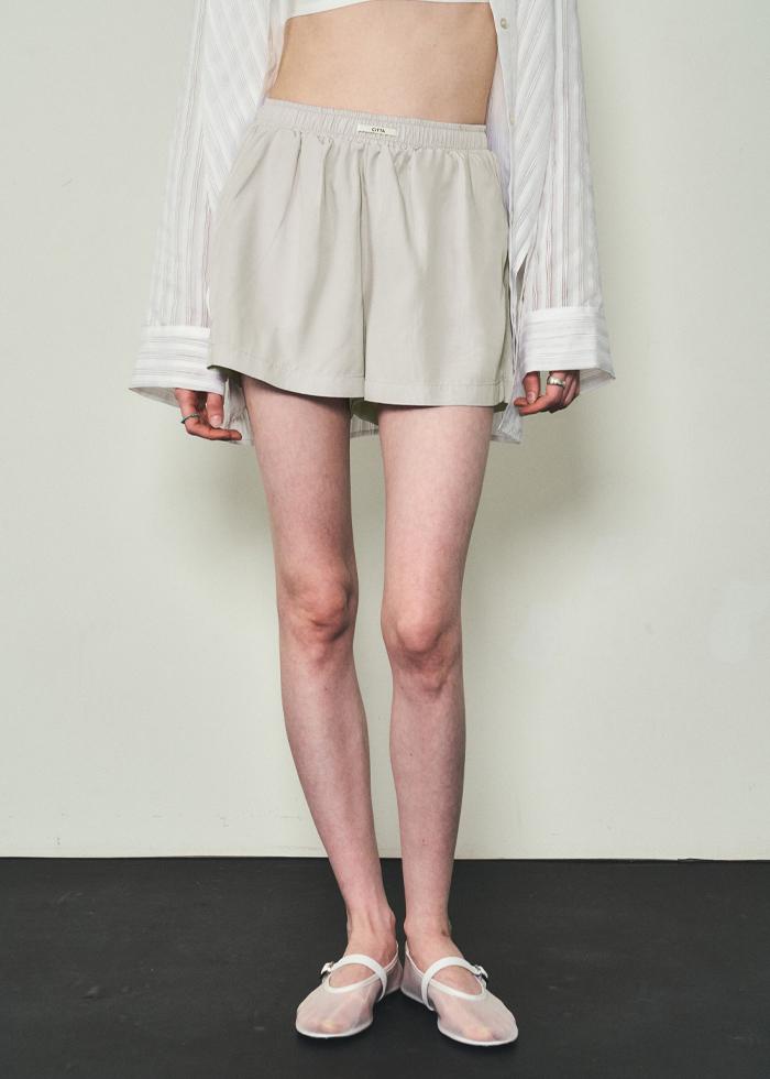 Glossy Citta Label Shorts_CTB526(Light Beige)
