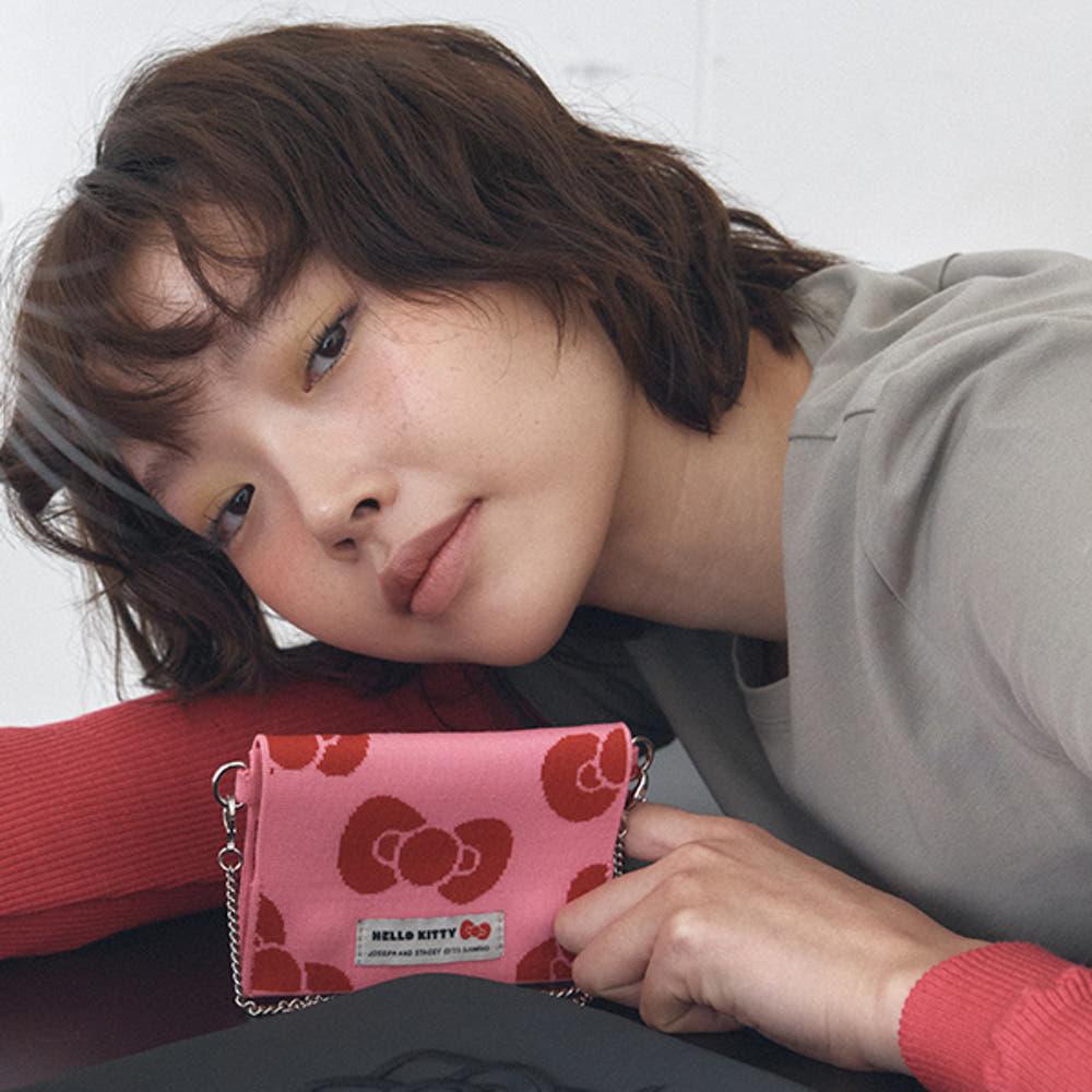 [1/22 예약배송] 럭키 니트 카드 월렛 위드 체인 레오파드 헬로키티 버블검