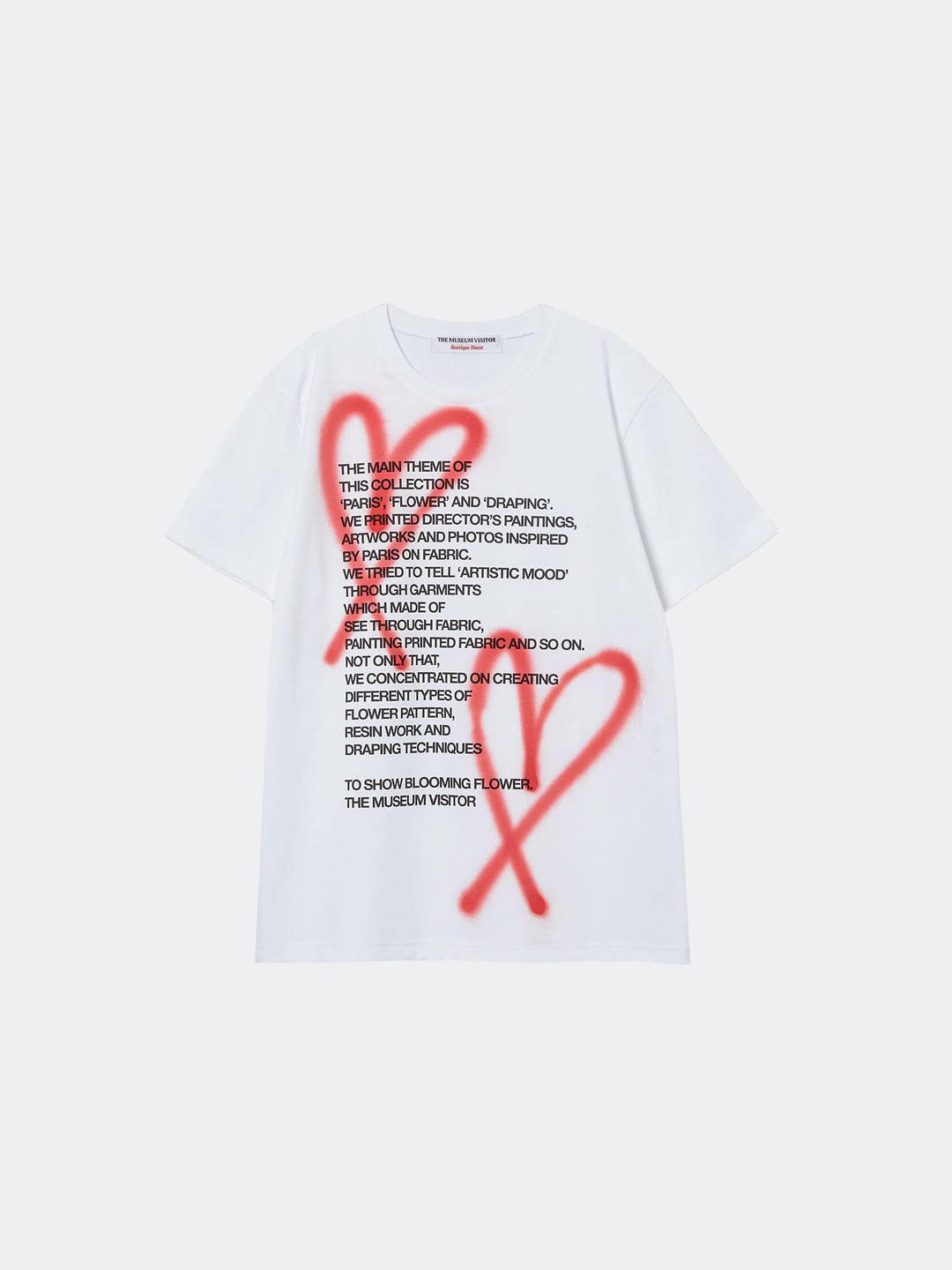 더뮤지엄비지터 HEART SPRAYED T-SHIRTS-WHITE