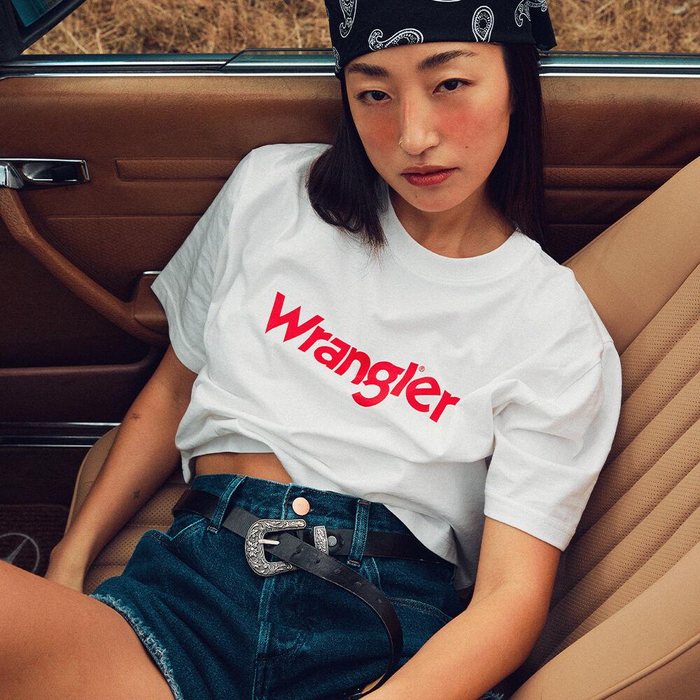 크롭 카벨로고 반팔티셔츠 화이트