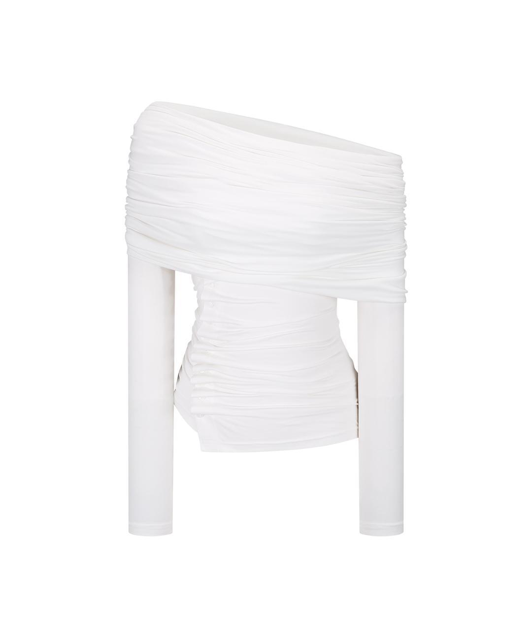 Cowl Button Long Sleeve White