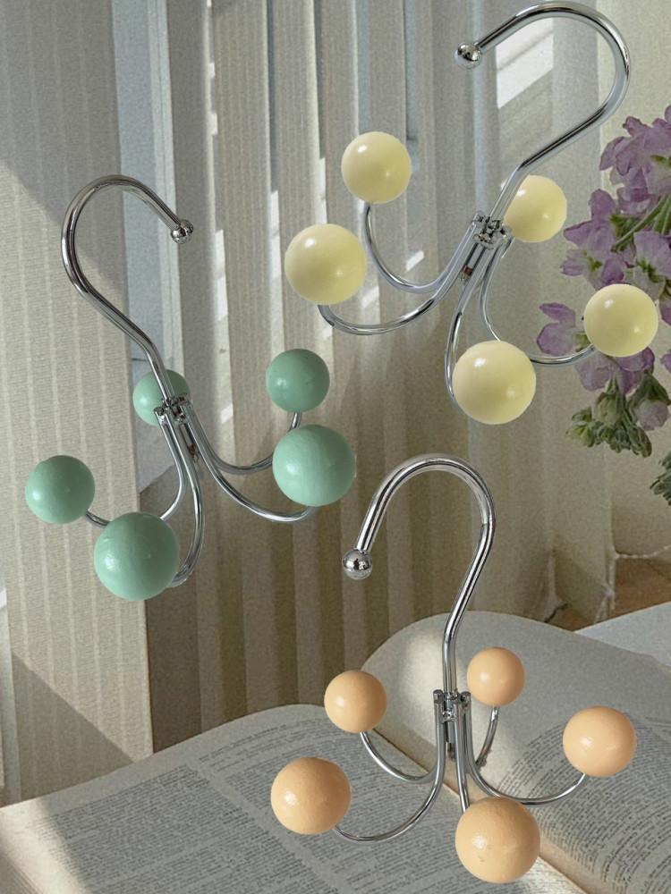 빈티지 우드볼 행거 5구 모자 가방 귀여운 소품걸이