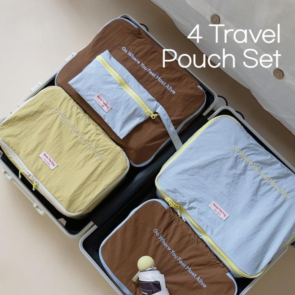 여행용 컬러 파우치세트 4종 세트 속옷 정리백 다용도 트래블 세면도구 파우치