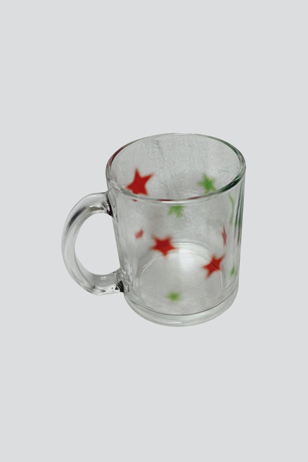 Red & Green Star Glass Mug (gloss)