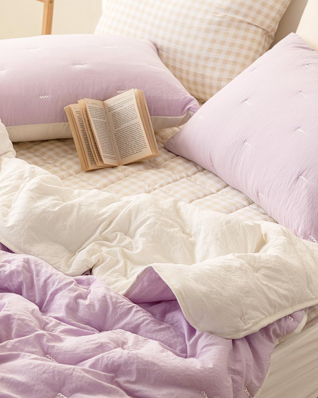 [봄맞이] 부드러운 피치스킨 자수 워싱 차렵이불 침구세트 (3종)