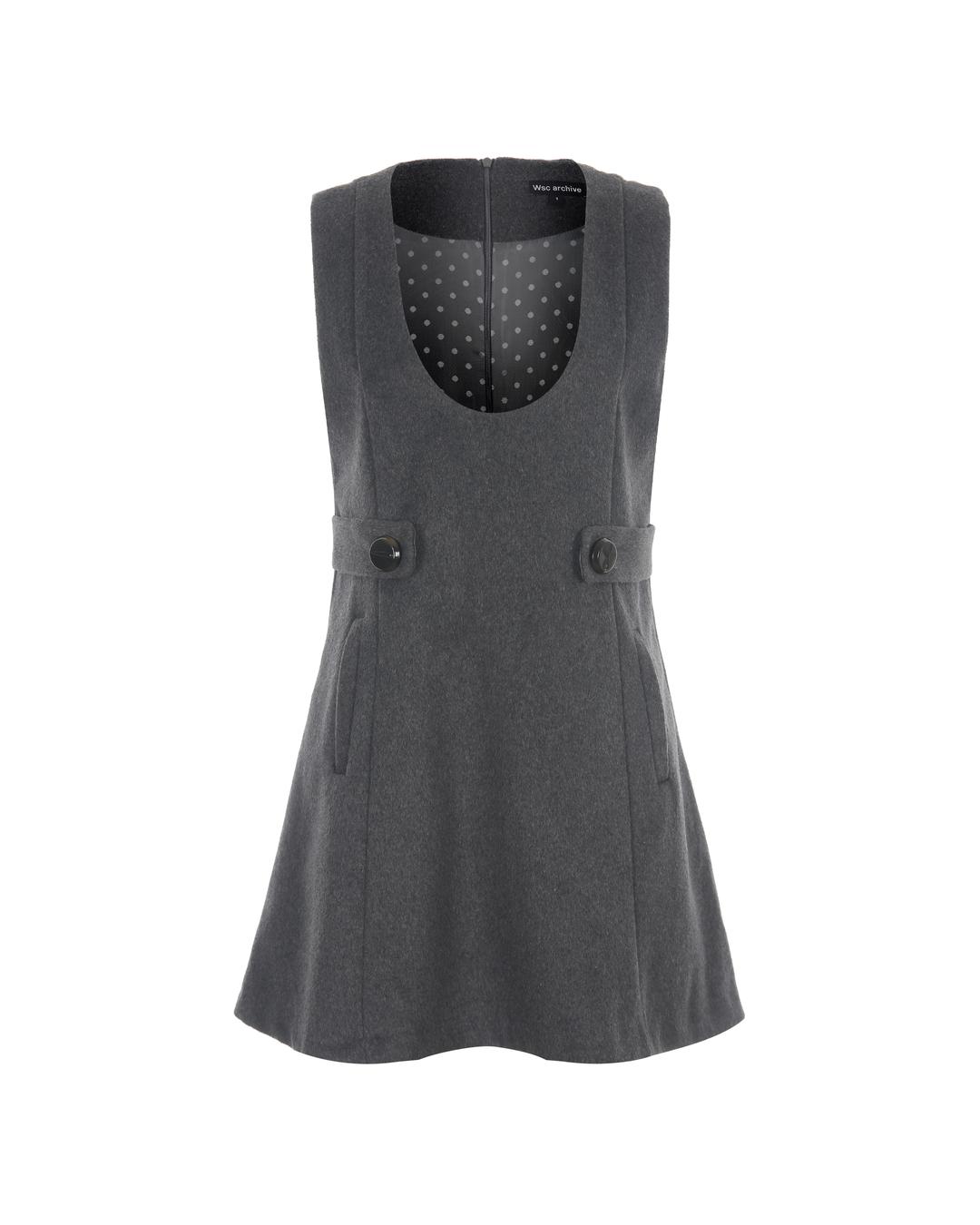 Wool button mini dress 003
