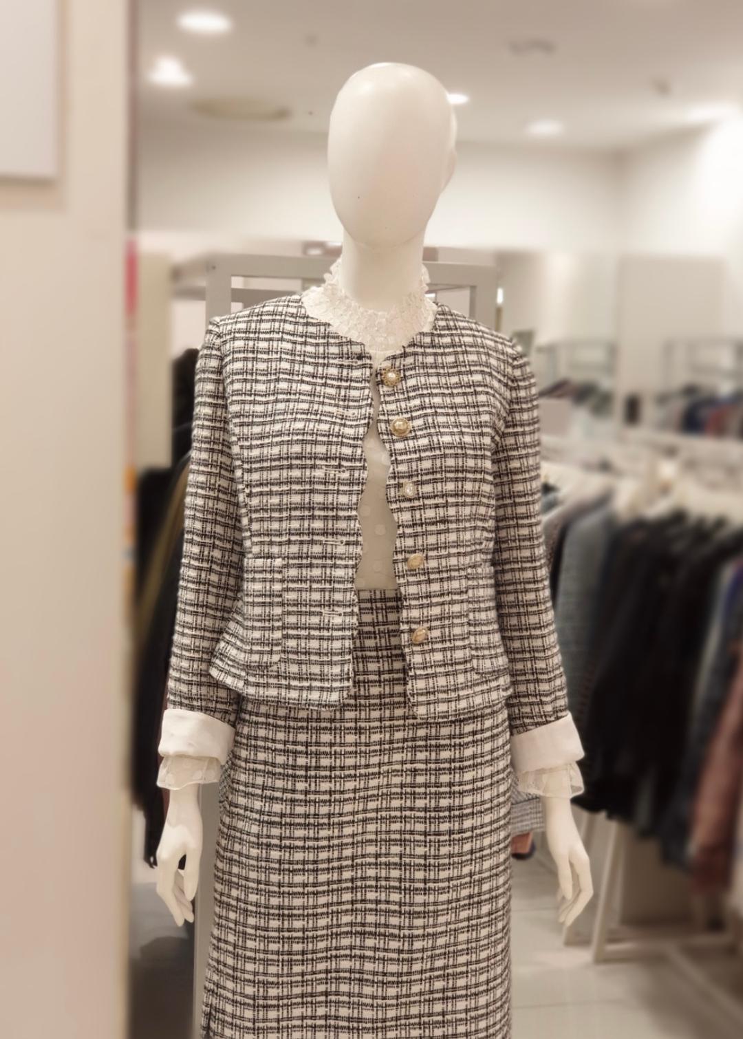 [베스띠벨리] 체크 라운드 트위드 자켓 BEJAC2114