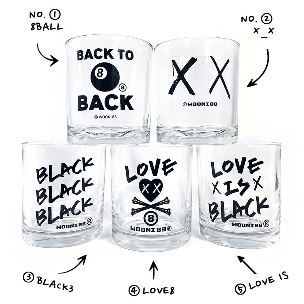 [언더락 유리컵] 시그니처 홈카페 레터링 물컵 맥주잔 에잇볼 소품 무채색 블랙 인테리어