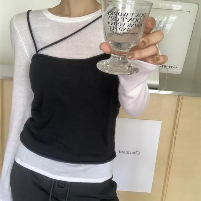 써밋 레이어드 스트랩탑 긴팔 여리핏 니트-kn