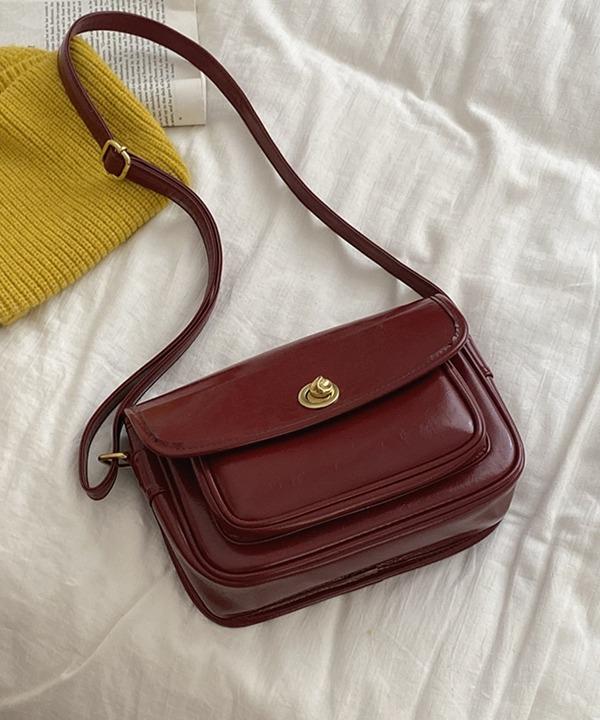 라이키걸 무료배송 4color 레트로 골드락 스퀘어 가죽 미니 크로스백