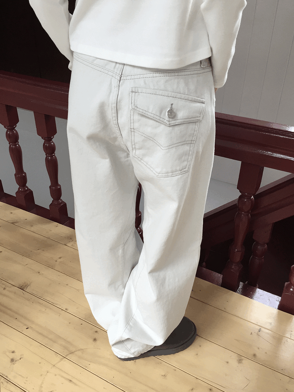 하우유 아보 절개 워싱 코튼 팬츠 (light blue)