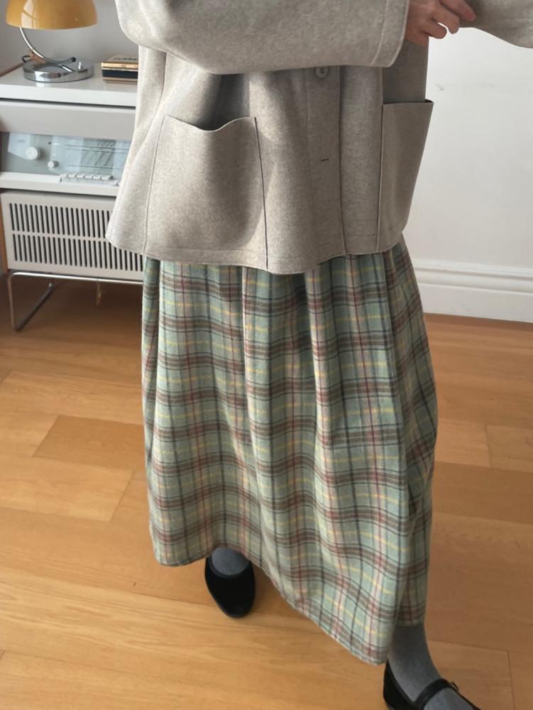 푸딩 체크 기모 스커트