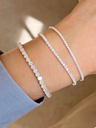 이런 상품 어때요? [무배] 실버925 큐빅 테니스 레이어드 사각 체인 은 팔찌 (3size)