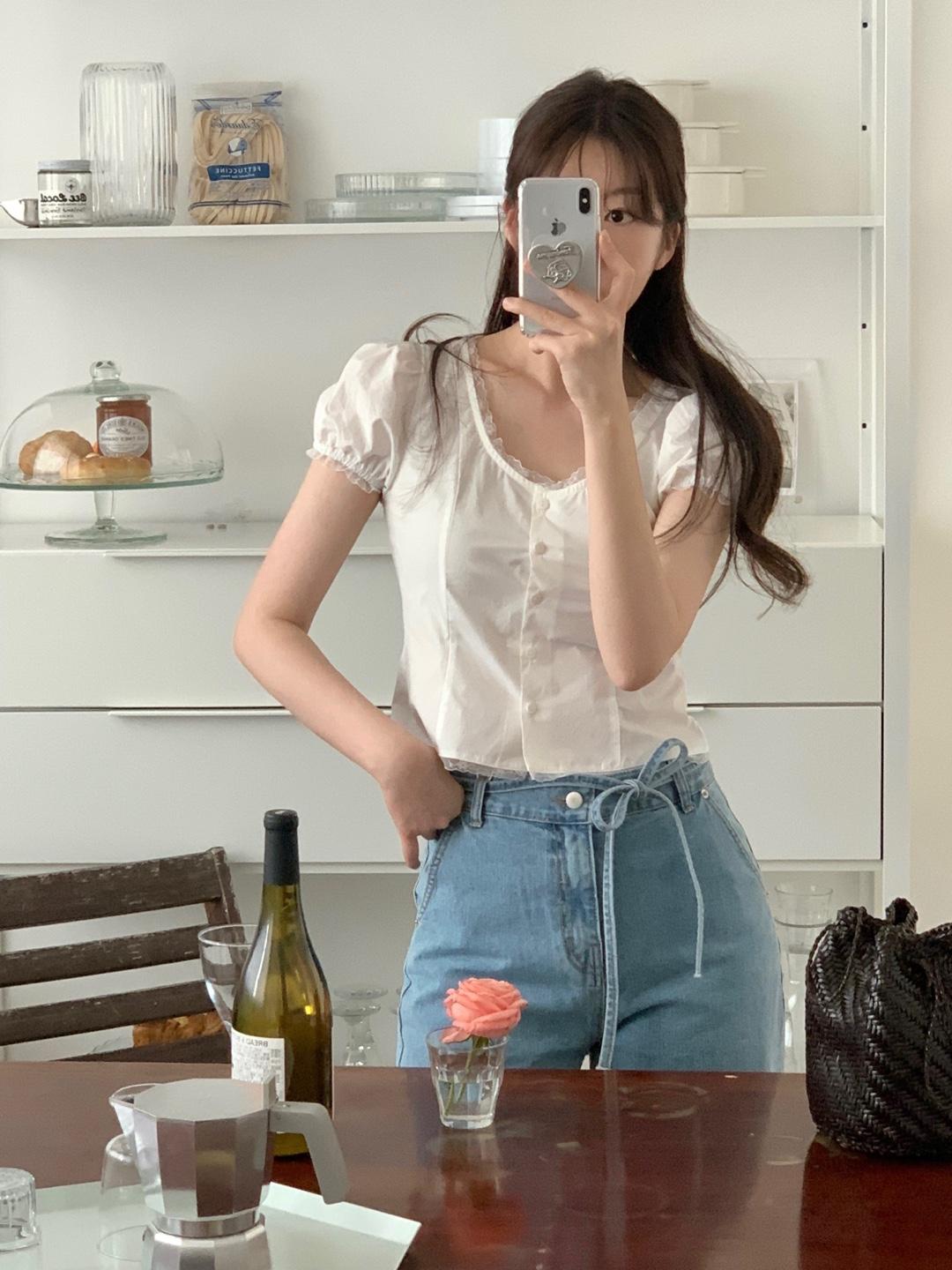 미닝 레이스 블라우스