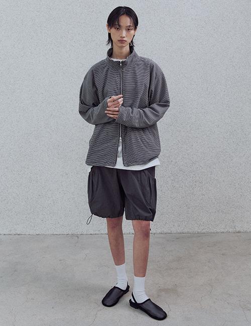 STRIPE PULL ZIP-UP JACKET CHARCOAL