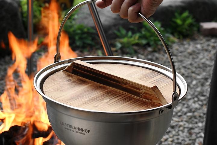 [10% 쿠폰] 드라우센 IH 인덕션 스텐 캠핑냄비 26cm 우드뚜껑