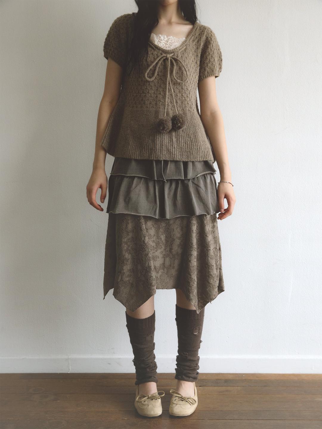 Moldy Pigment Long Skirt Brown