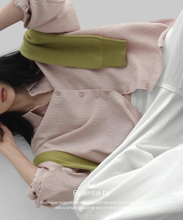 매니크 [Essential] 델레이 스트라이프 오버핏 레이온 셔츠