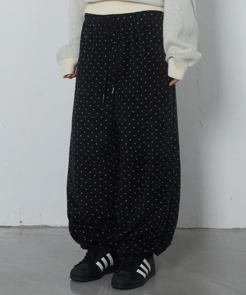 도트 원턱 플리스 조거 팬츠 블랙