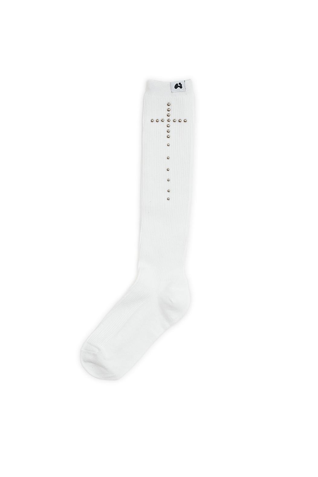 Studded cross socks (White)