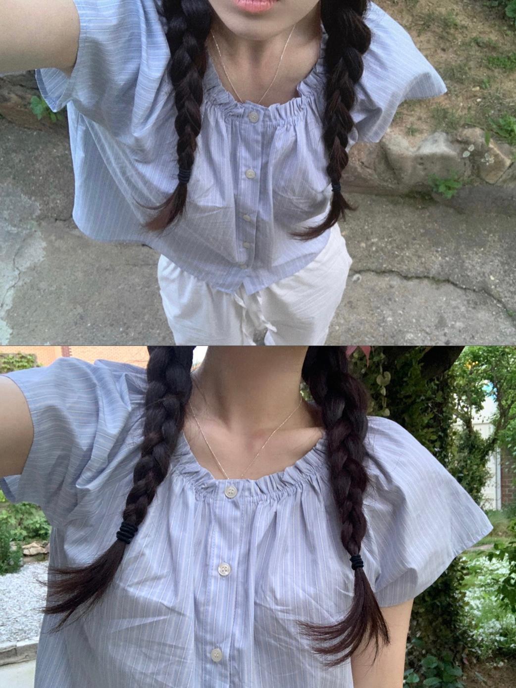 [MADE] 로그 스트라이프 블라우스
