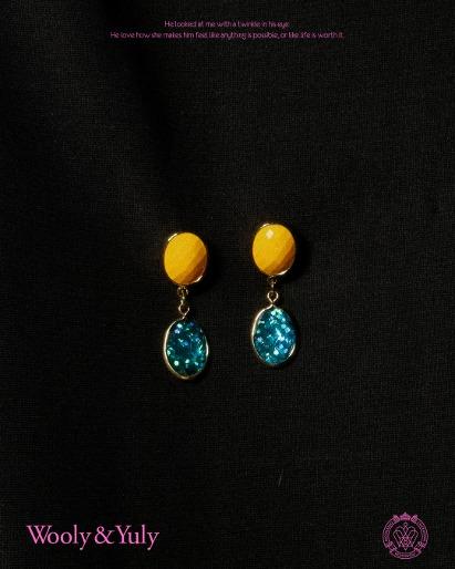 [Earring]  Vivian Vintage Yellow & Blue