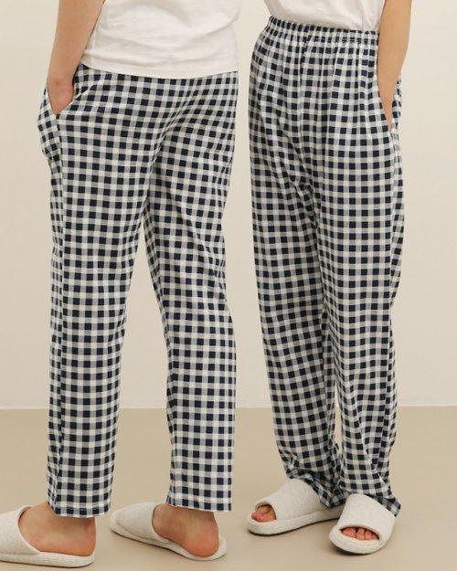 커플 잠옷 체크 면 긴 바지 ANPA10