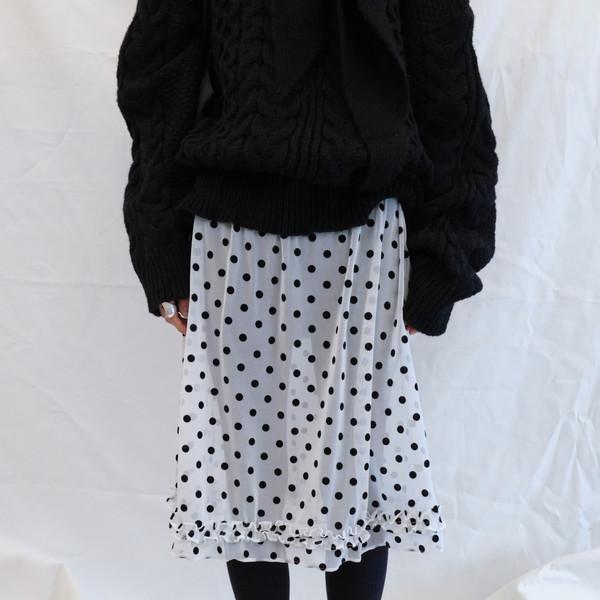Dot Frill Midi Skirt (Ivory)