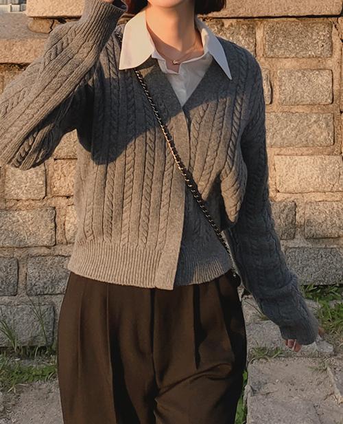 [2만장돌파] 스토어 세미 크롭 울 기본/꽈배기 가디건 [2가지버전] - 13color