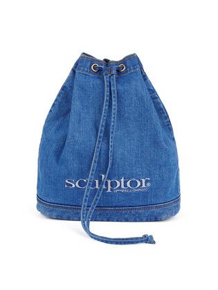 Logo Denim Bucket Bag Blue