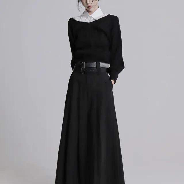 Deer long pleats skirt