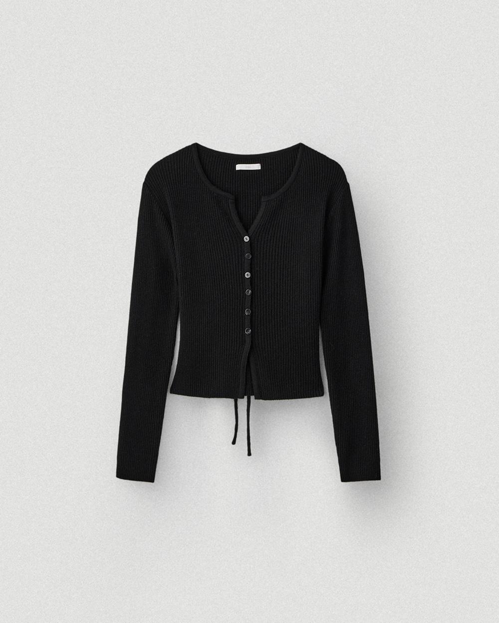 Slim Slit Cashmere Knit_Black