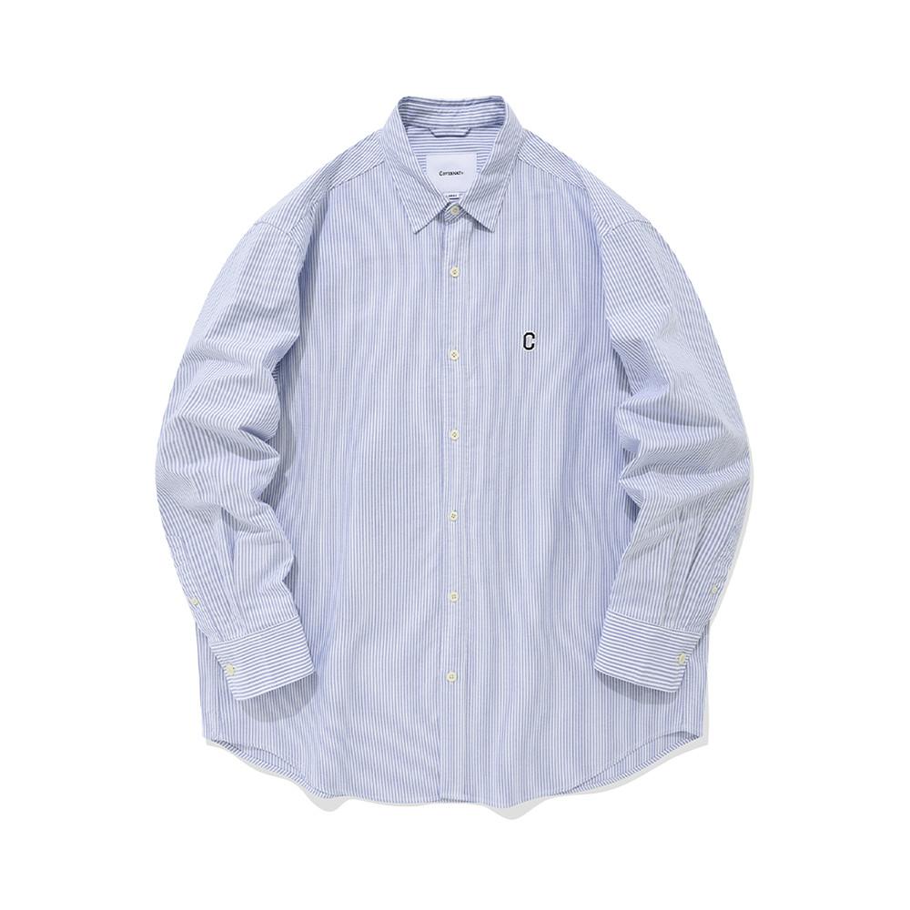 C 로고 옥스포드 스트라이프 셔츠 라이트 블루