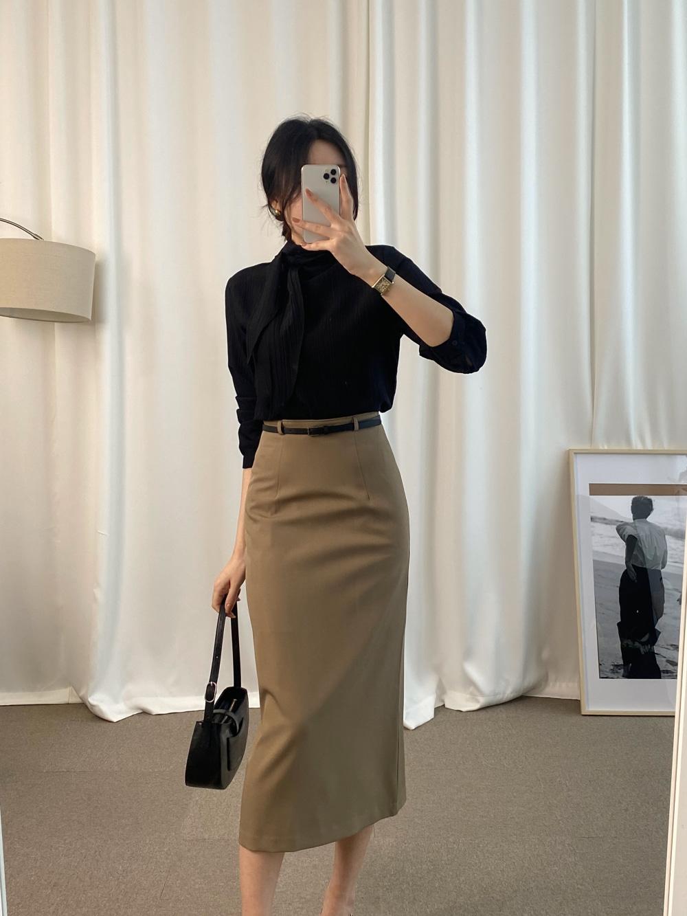 르쇼어 르엘 H라인 벨트 스커트