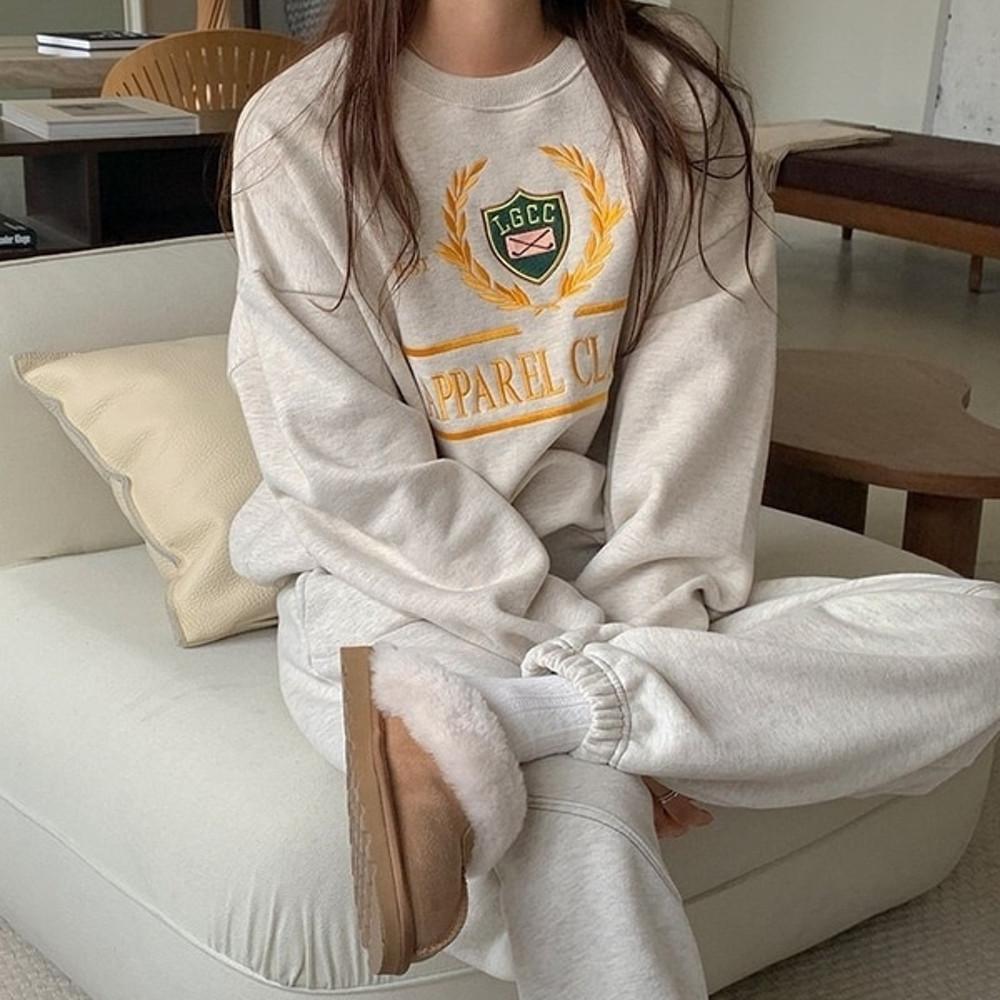 클래식 자수 양기모 루즈핏 맨투맨 3컬러 겨울 캐주얼