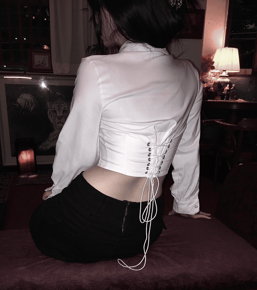 Corset cropped shirt