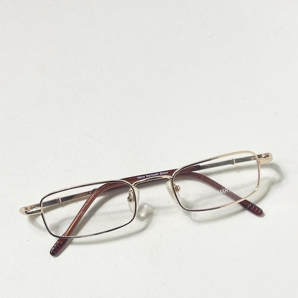 90s Mario Martinelli Golden Slim Square Frame Glasses