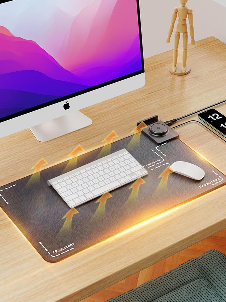 카본 발열소재 가죽 장패드 온열 데스크매트