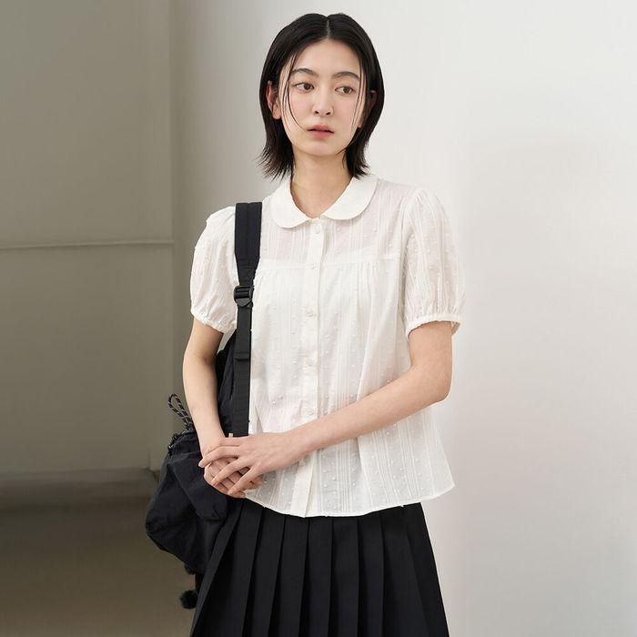 WOMAN 라운드 카라 퍼프 블라우스 [WHITE] / WBE2L03520