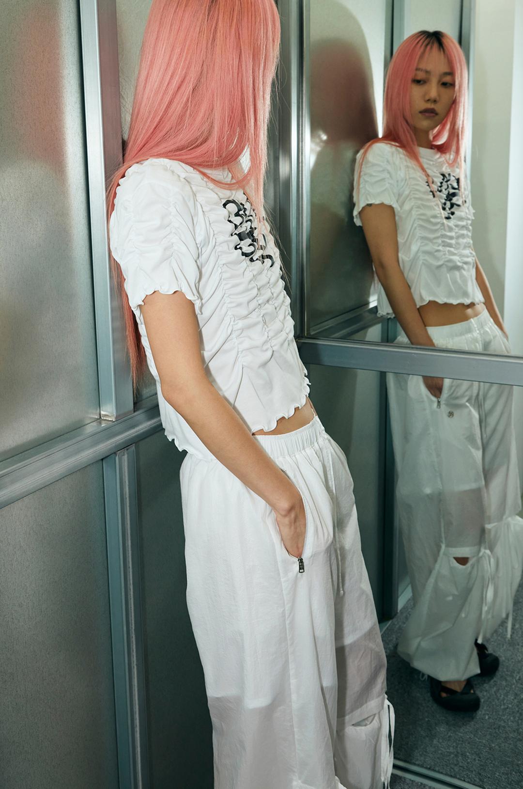 [당일배송]G_SHIRRING T_SHIRT_23HS / WHITE