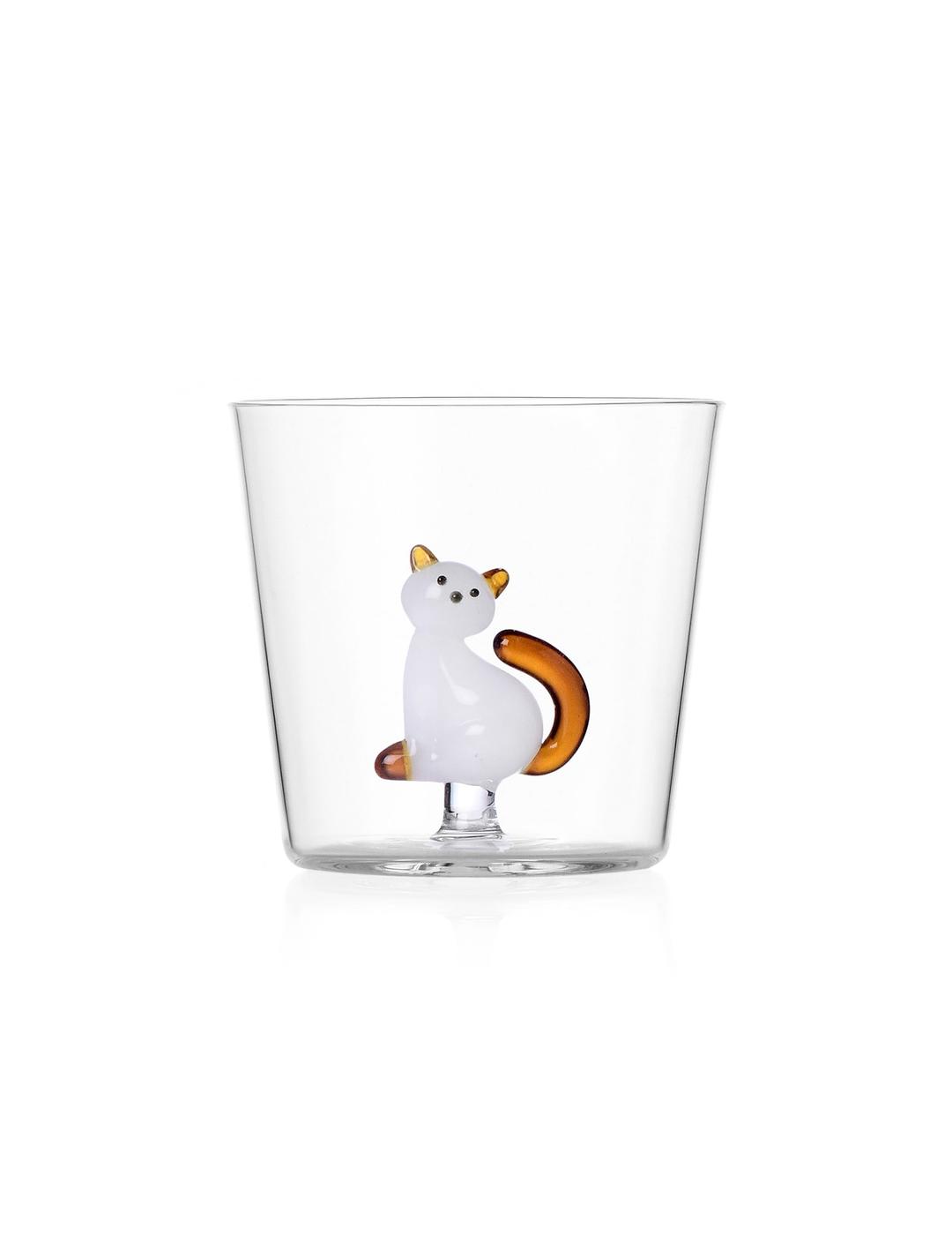 Tabby Cat Tumbler White Cat With Amber Tail