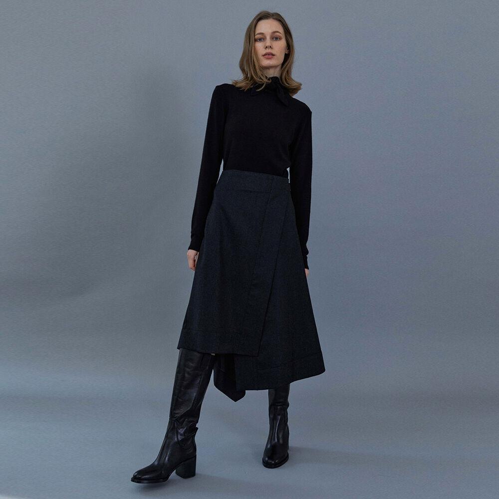Belted Wrap skirt (Charcoal)