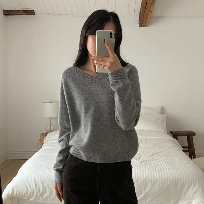 [라세지스지혜PICK] lambswool v-neck knit (3color)