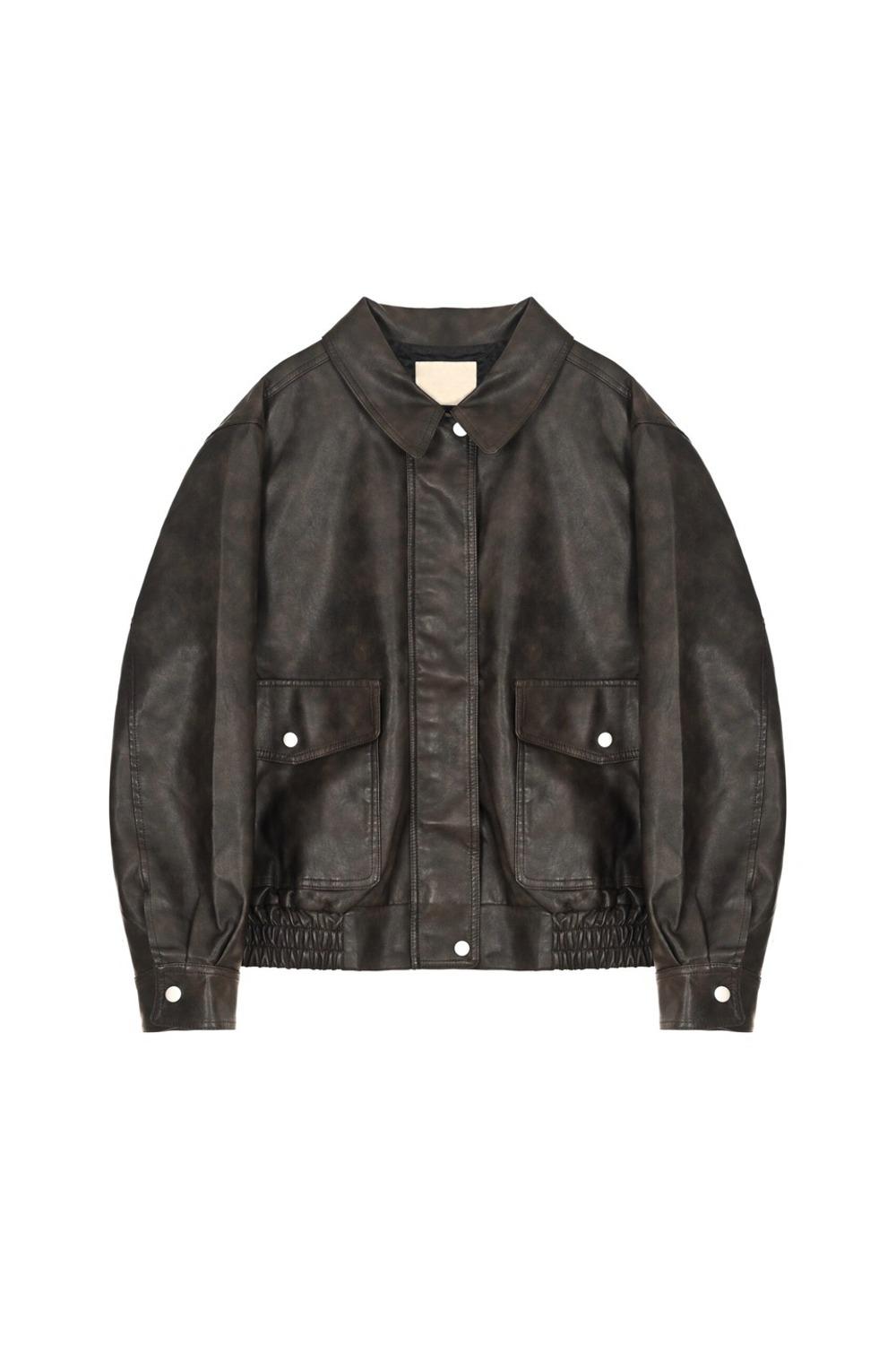 키이라 deep brown leather jacket