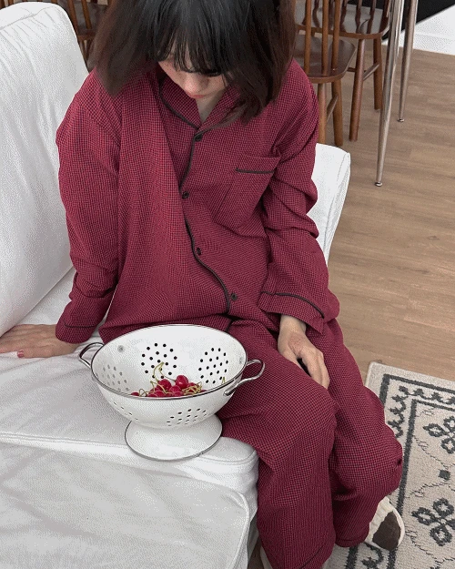 [unisex] 벨루아 오버핏 긴팔 파자마 set
