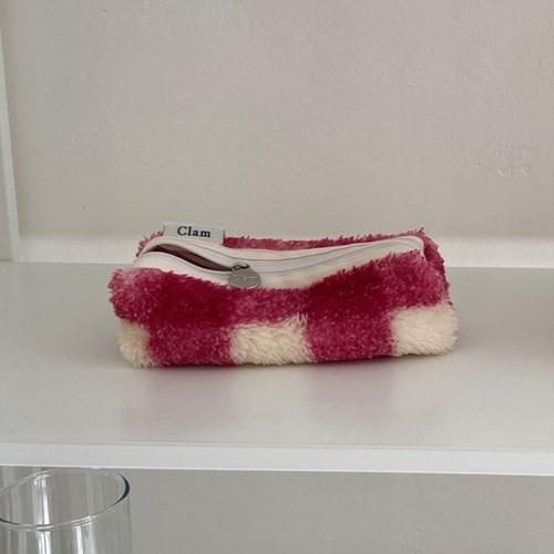 Clam round pencilcase _ Berry cream cheese Soft fur