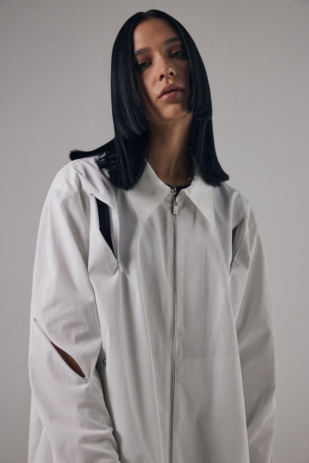 Hidden Zipper Incision Jacket [ White ]