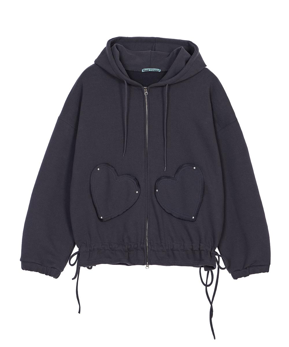 [9/15 예약발송] Heart Pocket Hood Zip-up [Charcoal]