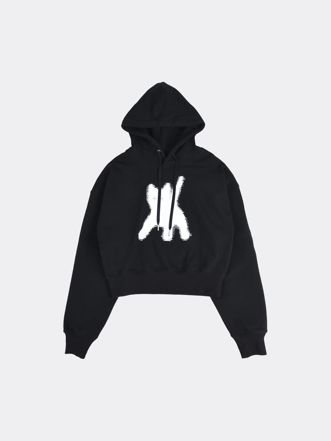 aeae FLASHED CATS EYE CROP HOODIE-BLACK