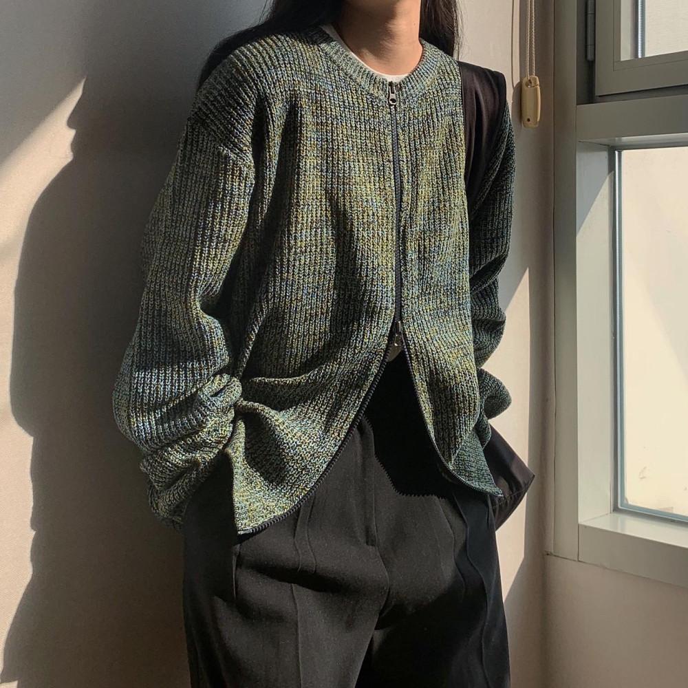 믹스 투웨이 지퍼 집업 니트 가디건 자켓 5color